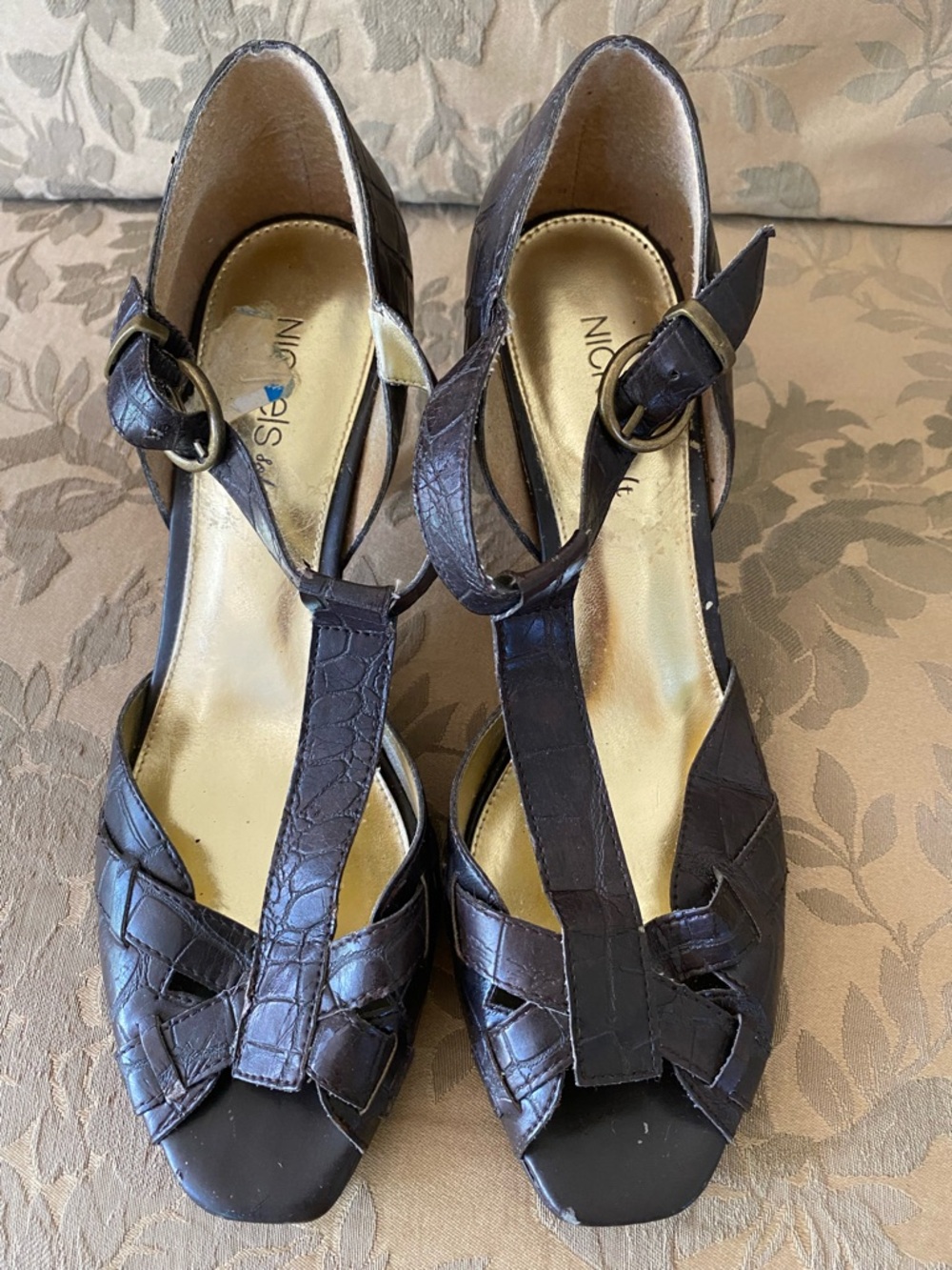 Nickels Soft Brown Strappy Stiletto Open Toe Buckle Heel Women Size 8M Preowned